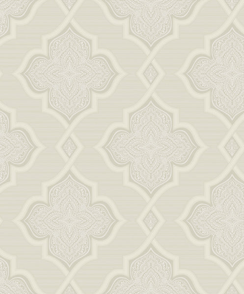 Malibu Trellis Wallpaper - Transitional Geometric - Pearl, Ivory, and Glitter | Malibu Wallpaper