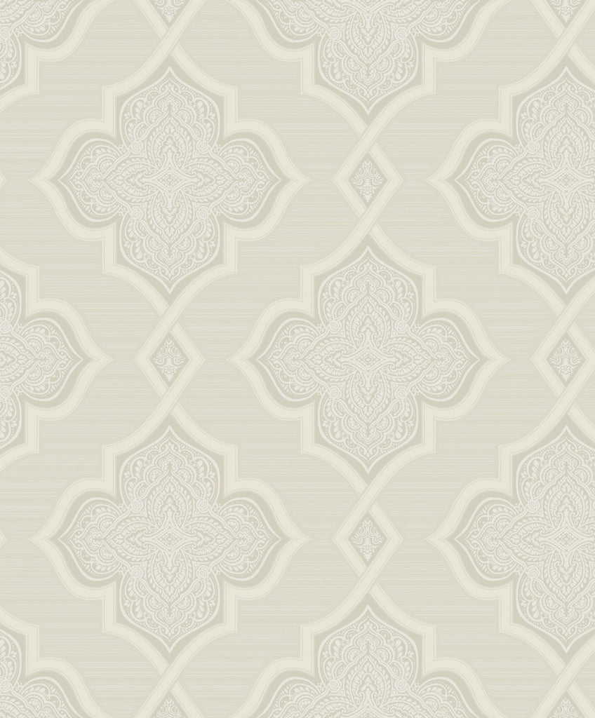 Malibu Trellis Wallpaper - Transitional Geometric - Pearl, Ivory, and Glitter | Malibu Wallpaper