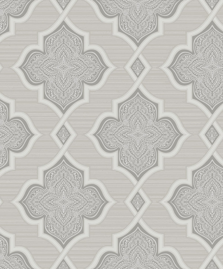 Malibu Trellis Wallpaper - Transitional Geometric - Silver, Gray, and Glitter | Malibu Wallpaper
