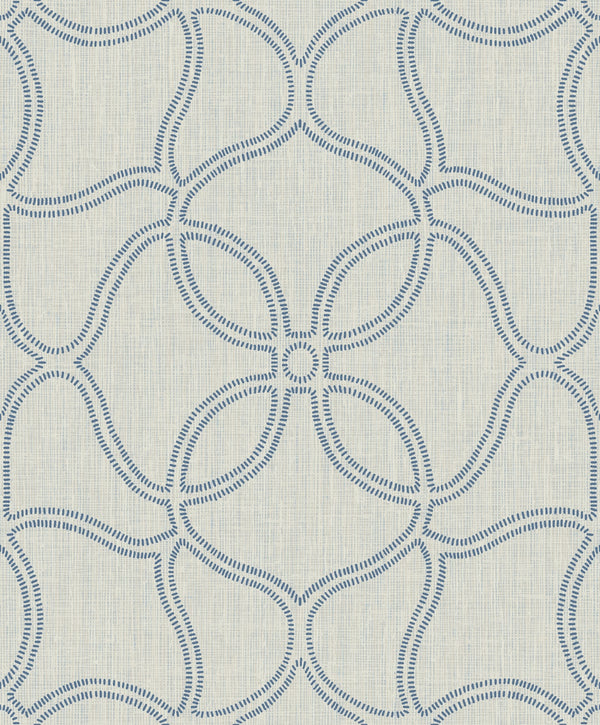 Geo Lattice Transitional Geometric - Ocean Blue and Tan | Architectural Wallcoverings