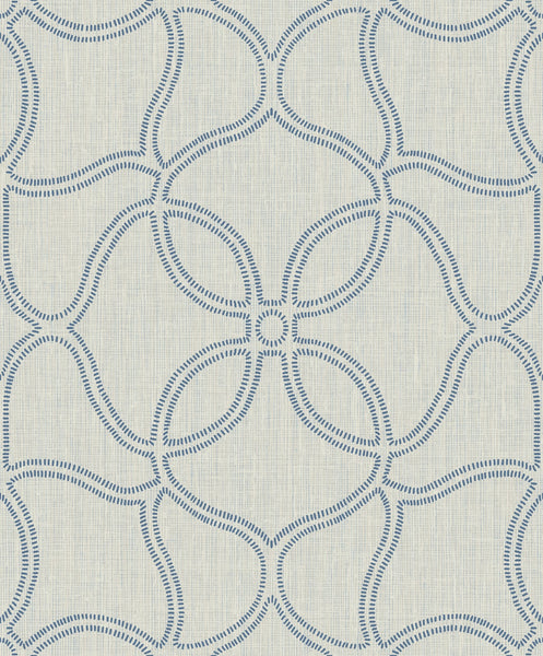 Malibu Geo Lattice Wallpaper - Transitional Geometric - Ocean Blue and Tan | Malibu Wallpaper