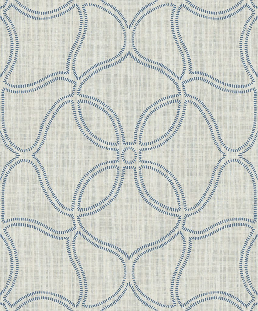 Malibu Geo Lattice Wallpaper - Transitional Geometric - Ocean Blue and Tan | Malibu Wallpaper
