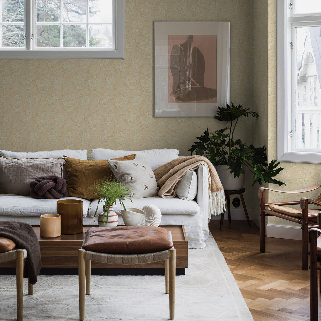 Acanthus Garden Buttercup Room Setting | Schumacher Wallpaper