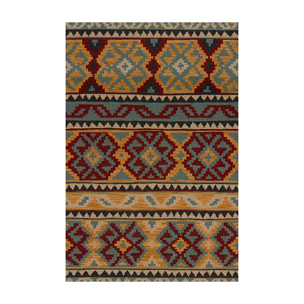 Samples and Purchasing available for Kekoua - Capri/Ochre Blue By Lee Jofa | The Malika Collection | Ikat/Southwest/Kilims Upholstery Jacquards at Designer Wallcoverings and Fabrics