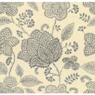 Samples and Purchasing available for Medina - Indigo Beige By Lee Jofa | The Karenza Collection |Botanical & Floral Jacobeans Multipurpose Print at Designer Wallcoverings and Fabrics