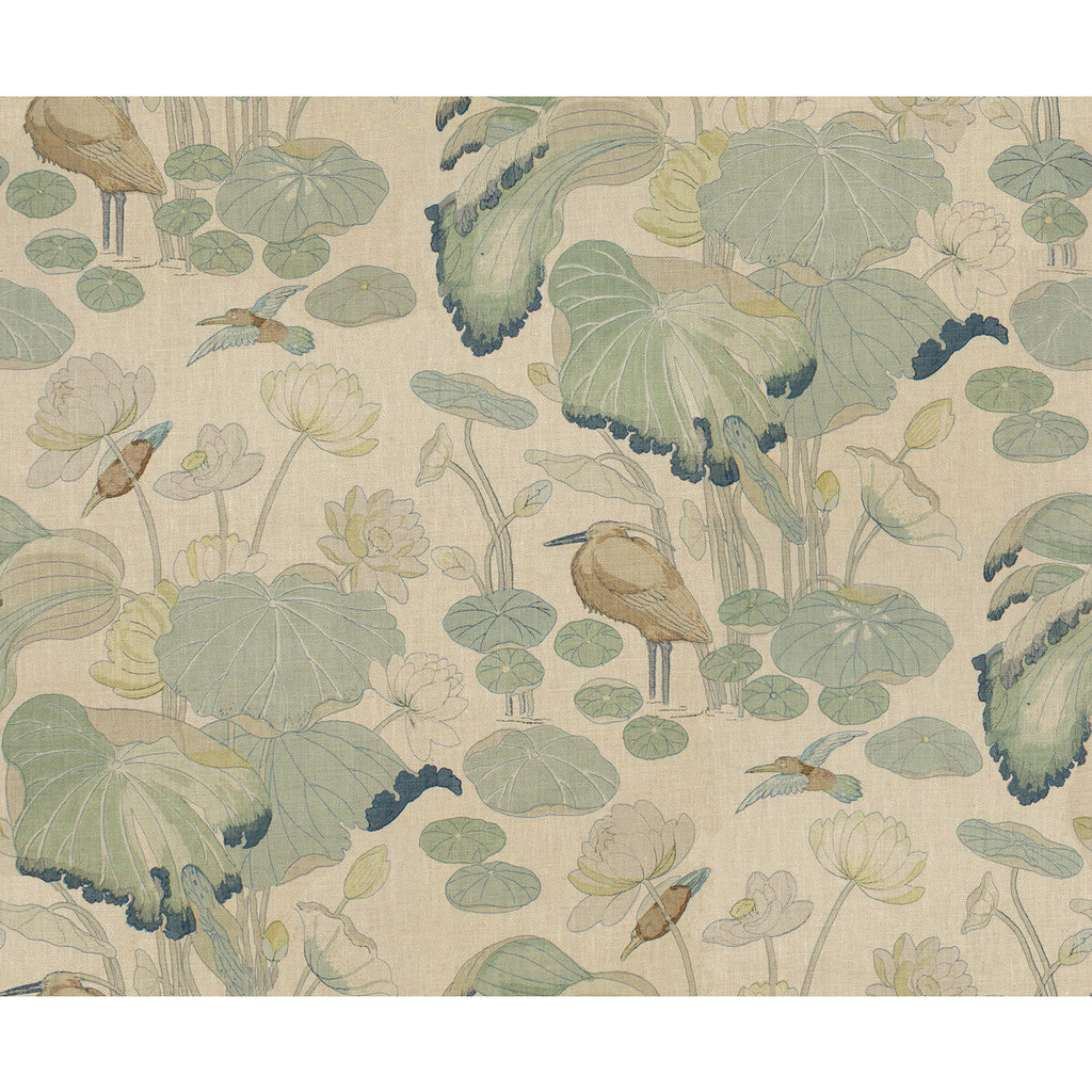 Samples and Purchasing available for Nympheus Twill - Frost/Sea Light Green By Lee Jofa |  |Botanical & Floral Flora & Fauna Multipurpose Print at Designer Wallcoverings and Fabrics