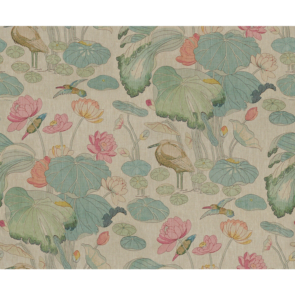 Samples and Purchasing available for Nympheus Twill - Pink/Teal Multi By Lee Jofa |  |Botanical & Floral Flora & Fauna Multipurpose Print at Designer Wallcoverings and Fabrics
