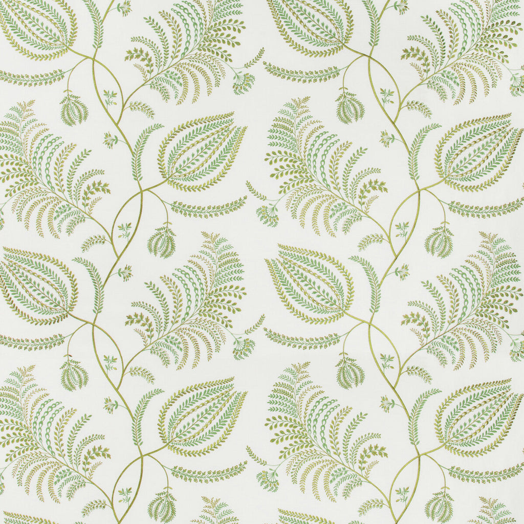 Samples and Purchasing available for Palmero Emb - Ivory/Leaf Green By Lee Jofa | Westport | Botanical & Floral Multipurpose Embroidery at Designer Wallcoverings and Fabrics