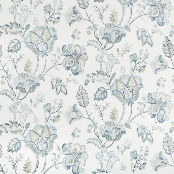 Bradford Emb - Juniper/Lagoon Multi By Lee Jofa | Westport | Botanical & Floral Multipurpose Embroidery