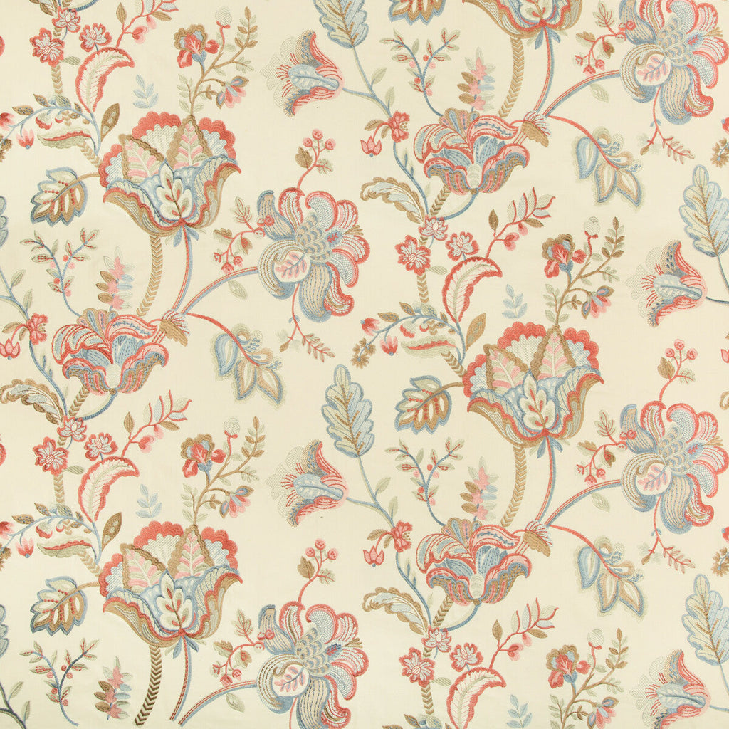 Samples and Purchasing available for Bradford Emb - Petal/Capri Multi By Lee Jofa | Westport | Botanical & Floral Multipurpose Embroidery at Designer Wallcoverings and Fabrics