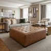 Fine Pebble Grain Rich Umber Upholstered Ottoman | Architectural Fabrics