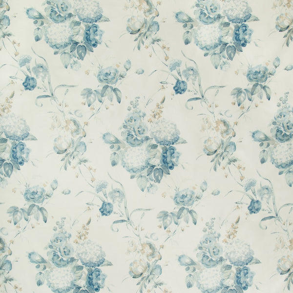Rayure Fleurie - Blue/Green Blue By Brunschwig & Fils | Madeleine Castaing |Botanical & Floral Stripes Multipurpose Print