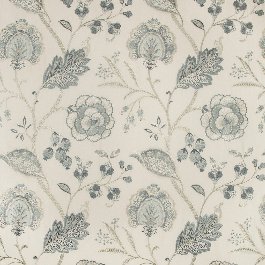 Samples and Purchasing available for Aston Embroidery - Frost Light Blue By Lee Jofa | Manor House |Botanical & Floral Jacobeans Multipurpose Embroidery at Designer Wallcoverings and Fabrics