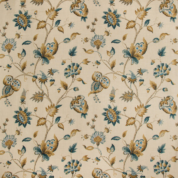 Hollin Print - Peacock Multi By Lee Jofa | Manor House |Botanical & Floral Jacobeans Multipurpose Print