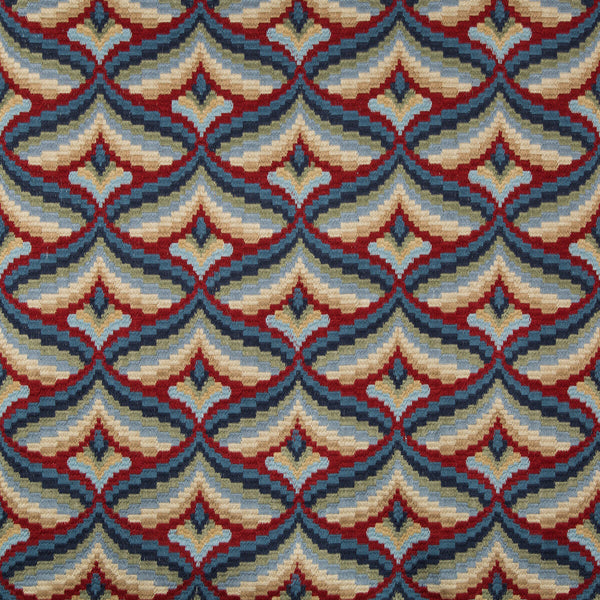 Giles Embroidery - Red/Blue Multi By Lee Jofa | Manor House | Flamestitch Multipurpose Embroidery