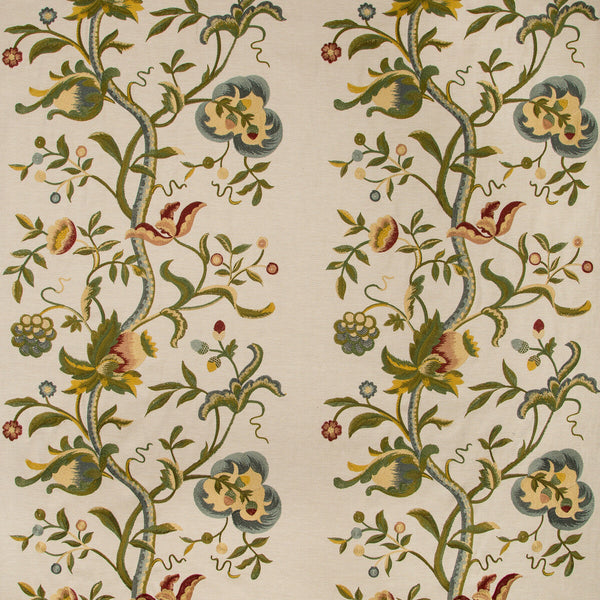 Dorton Embroidery - Multi Multi By Lee Jofa | Manor House |Botanical & Floral Jacobeans Multipurpose Embroidery