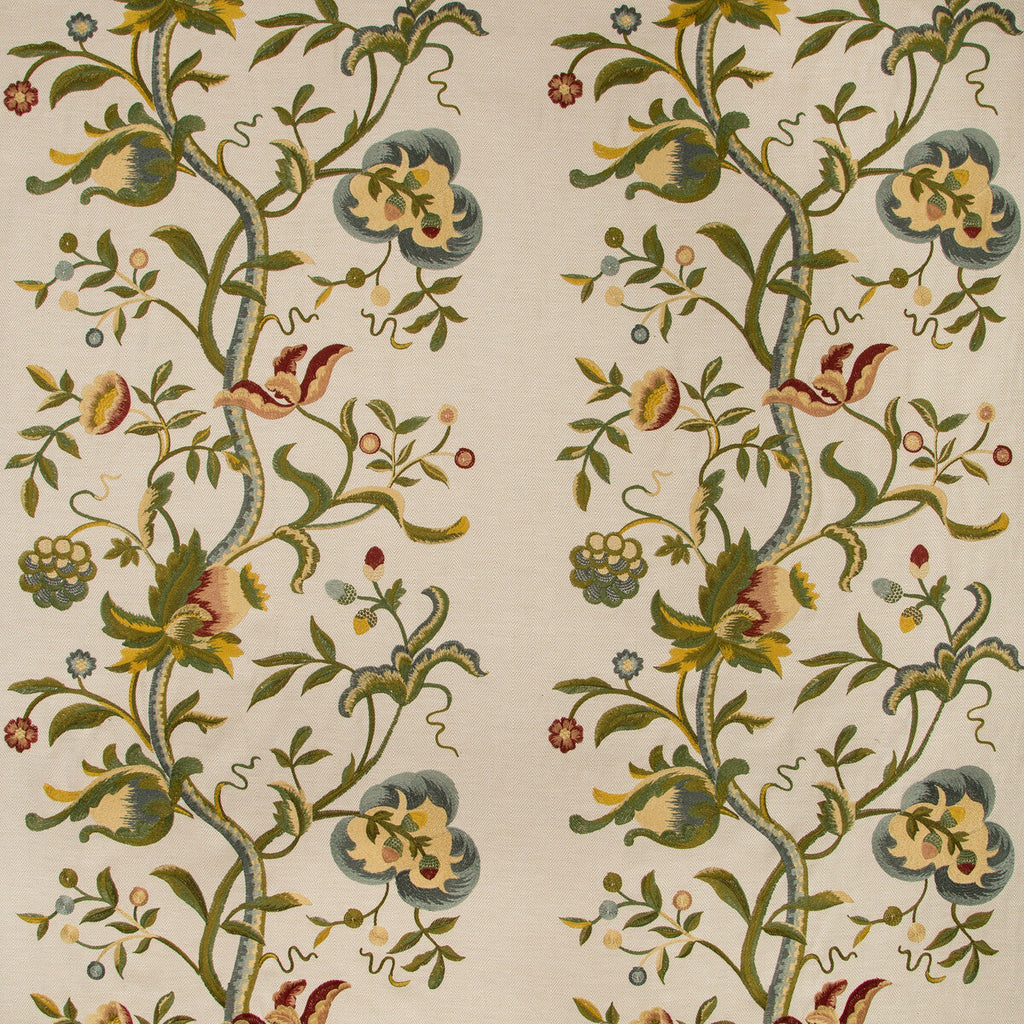 Samples and Purchasing available for Dorton Embroidery - Multi Multi By Lee Jofa | Manor House |Botanical & Floral Jacobeans Multipurpose Embroidery at Designer Wallcoverings and Fabrics
