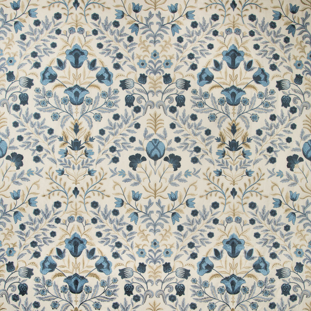 Samples and Purchasing available for Luxford Embroidery - Indigo Blue By Lee Jofa | Manor House | Botanical & Floral Multipurpose Embroidery at Designer Wallcoverings and Fabrics
