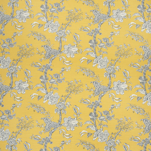 Beijing Blossom - Amb/Navy Yellow By Lee Jofa | Paolo Moschino Fabrics |Botanical & Floral  Multipurpose Print