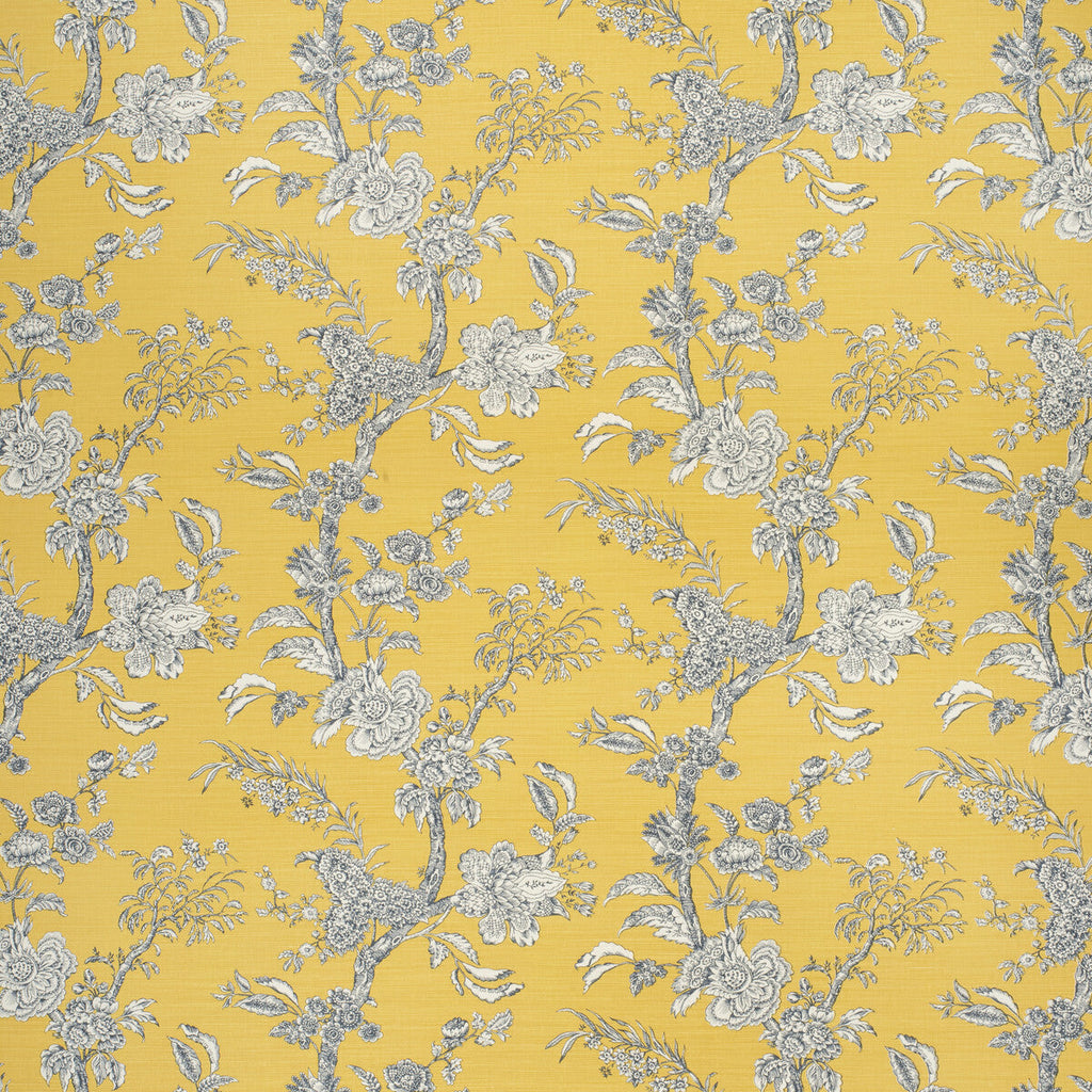 Samples and Purchasing available for Beijing Blossom - Amb/Navy Yellow By Lee Jofa | Paolo Moschino Fabrics |Botanical & Floral  Multipurpose Print at Designer Wallcoverings and Fabrics