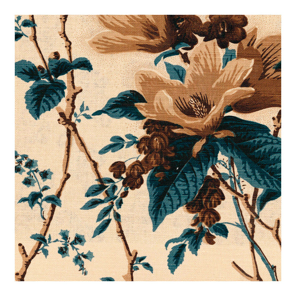 De La Tour - Blu/Brow/Ecru Multi By Lee Jofa | Paolo Moschino Fabrics |Botanical & Floral  Multipurpose Print