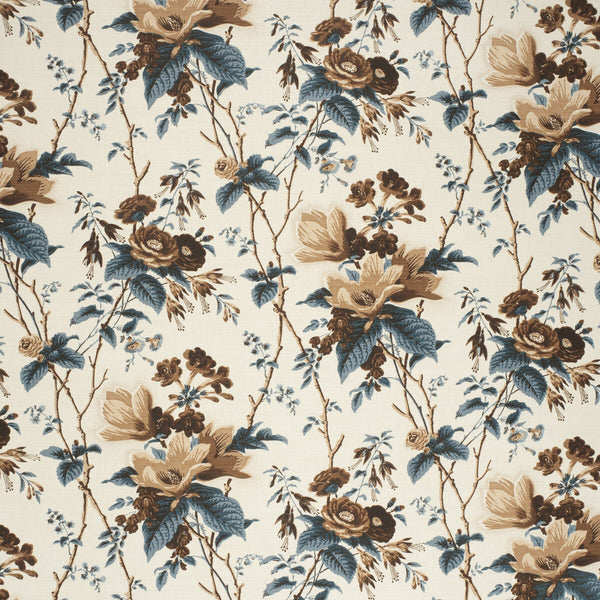 De La Tour - Blu/Brow/Whi Multi By Lee Jofa | Paolo Moschino Fabrics |Botanical & Floral  Multipurpose Print
