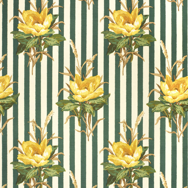 Melba Flower Stripe - Yello Multi By Lee Jofa | Paolo Moschino Fabrics |Botanical & Floral  Multipurpose Print