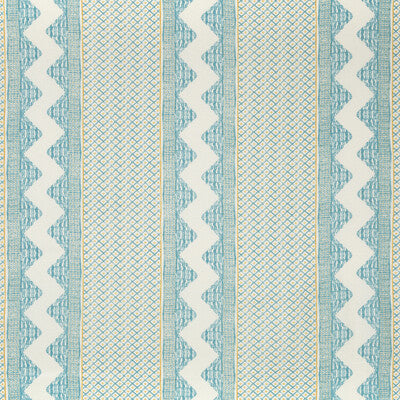 Samples and Purchasing available for Whitaker Print - Ocean/Gold Turquoise By Lee Jofa | Avondale |Global Stripes Multipurpose Print at Designer Wallcoverings and Fabrics