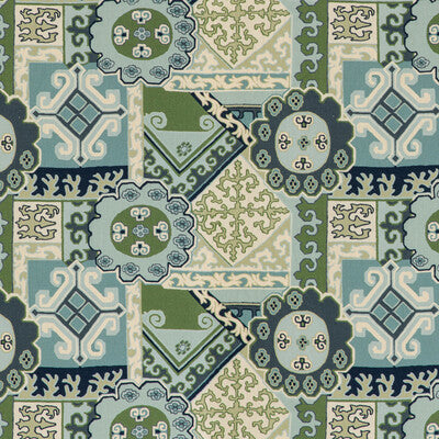 Batangas Print - Aqua/Leaf Multi By Lee Jofa | Mindoro |Modern Global Multipurpose Print