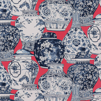 Samples and Purchasing available for Pandan Print - Chili/Blue Multi By Lee Jofa | Mindoro |Chinoiserie Novelty Multipurpose Print at Designer Wallcoverings and Fabrics