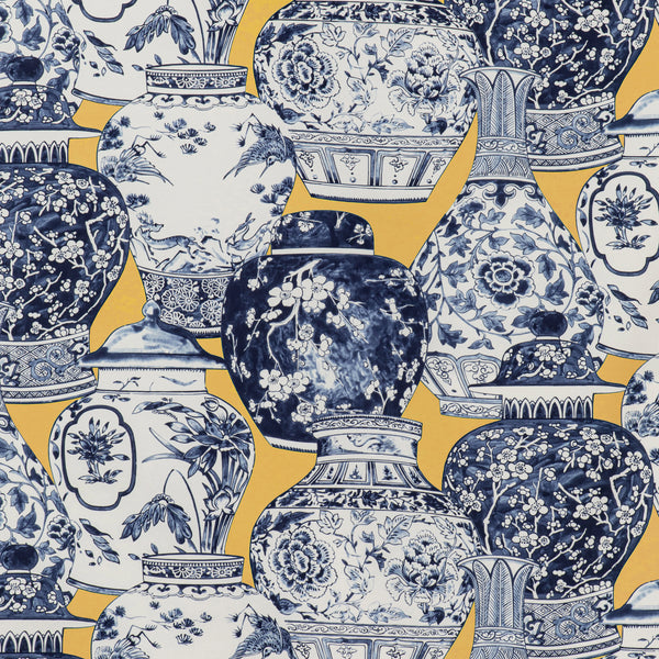 Pandan Print - Maize/Blue Multi By Lee Jofa | Mindoro |Chinoiserie Novelty Multipurpose Print