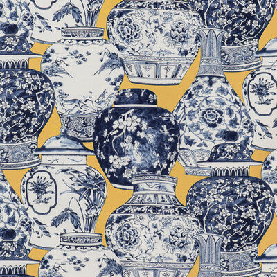 Samples and Purchasing available for Pandan Print - Maize/Blue Multi By Lee Jofa | Mindoro |Chinoiserie Novelty Multipurpose Print at Designer Wallcoverings and Fabrics