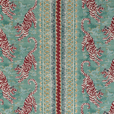 Samples and Purchasing available for Bongol Print - Aqua Multi By Lee Jofa | Mindoro | Animal/Insects Multipurpose Embroidery at Designer Wallcoverings and Fabrics