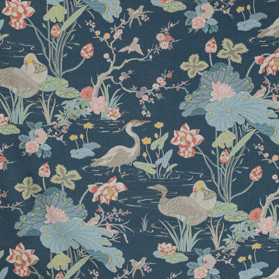 Samples and Purchasing available for Luzon Print - Sapphire Multi By Lee Jofa | Mindoro |Botanical & Floral Animal/Insects Multipurpose Print at Designer Wallcoverings and Fabrics