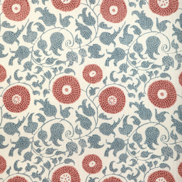 Eldora Print - Sky/Brick Blue By Lee Jofa | Clare Prints |Botanical & Floral Global Multipurpose Print