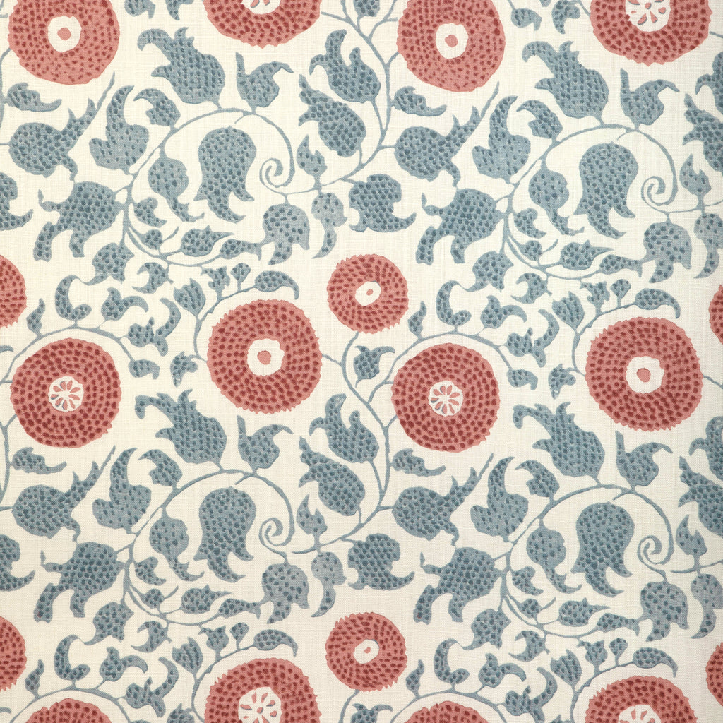 Eldora Print - Sky/Brick Blue By Lee Jofa | Clare Prints |Botanical & Floral Global Multipurpose Print