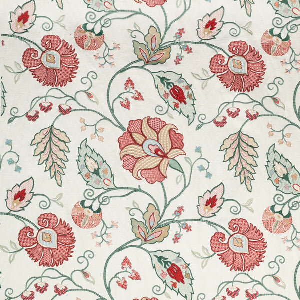 Shiraz Emb - Rose/Jade Multi By Lee Jofa | Oscar De La Renta Iv |Botanical & Floral Jacobeans Multipurpose Embroidery