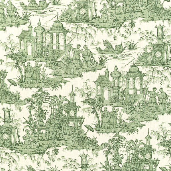 Pagoda Toile - Forest Green By Lee Jofa | Oscar De La Renta Iv | Toile Multipurpose Print