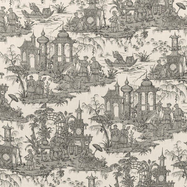 Pagoda Toile - Coal Charcoal By Lee Jofa | Oscar De La Renta Iv | Toile Multipurpose Print