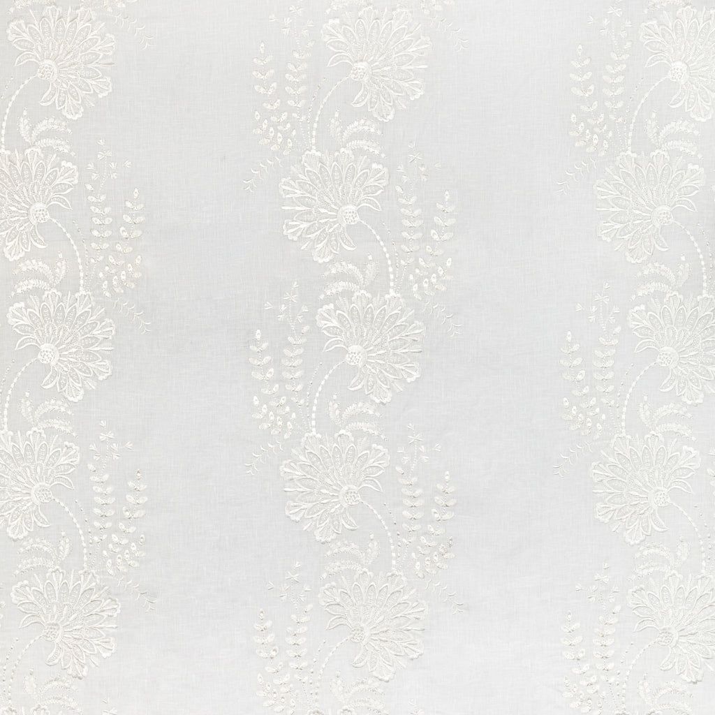 Valencia Sheer - Ivory White By Lee Jofa | Summerland | Botanical & Floral Drapery Embroidery