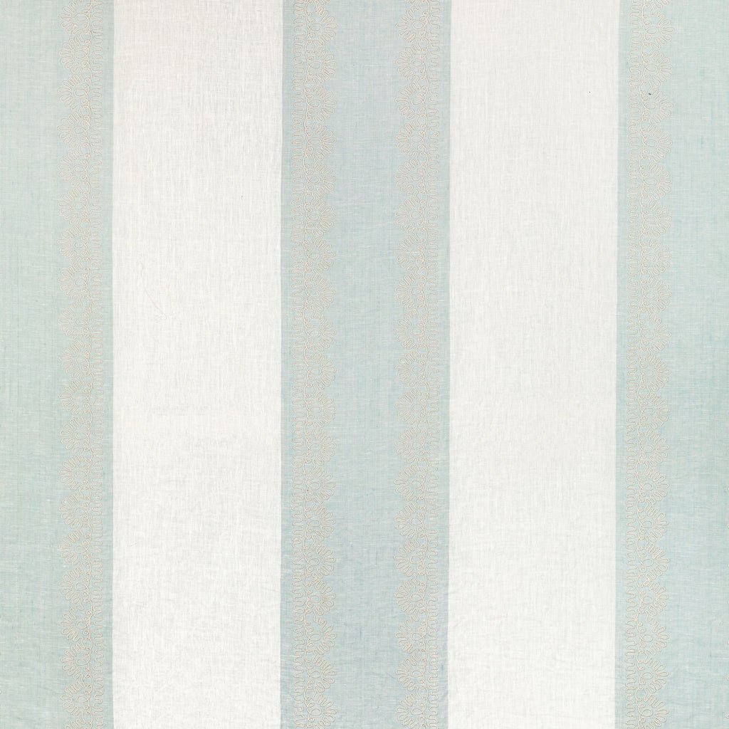 Banner Sheer - Aqua Teal By Lee Jofa | Summerland |Geometric Stripes Drapery Embroidery