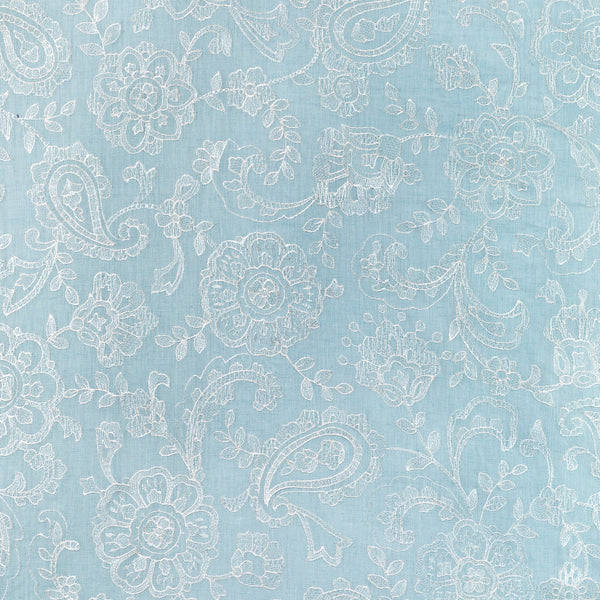 Varley Sheer - Sky Blue By Lee Jofa | Summerland | Botanical & Floral Drapery Embroidery