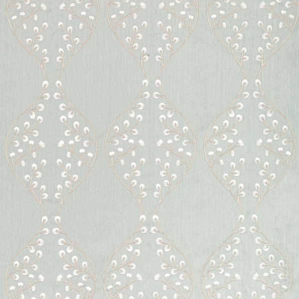 Lillie Embroidery - Aqua Teal By Lee Jofa | Summerland |Botanical & Floral Lattice/Scrollwork Drapery Embroidery