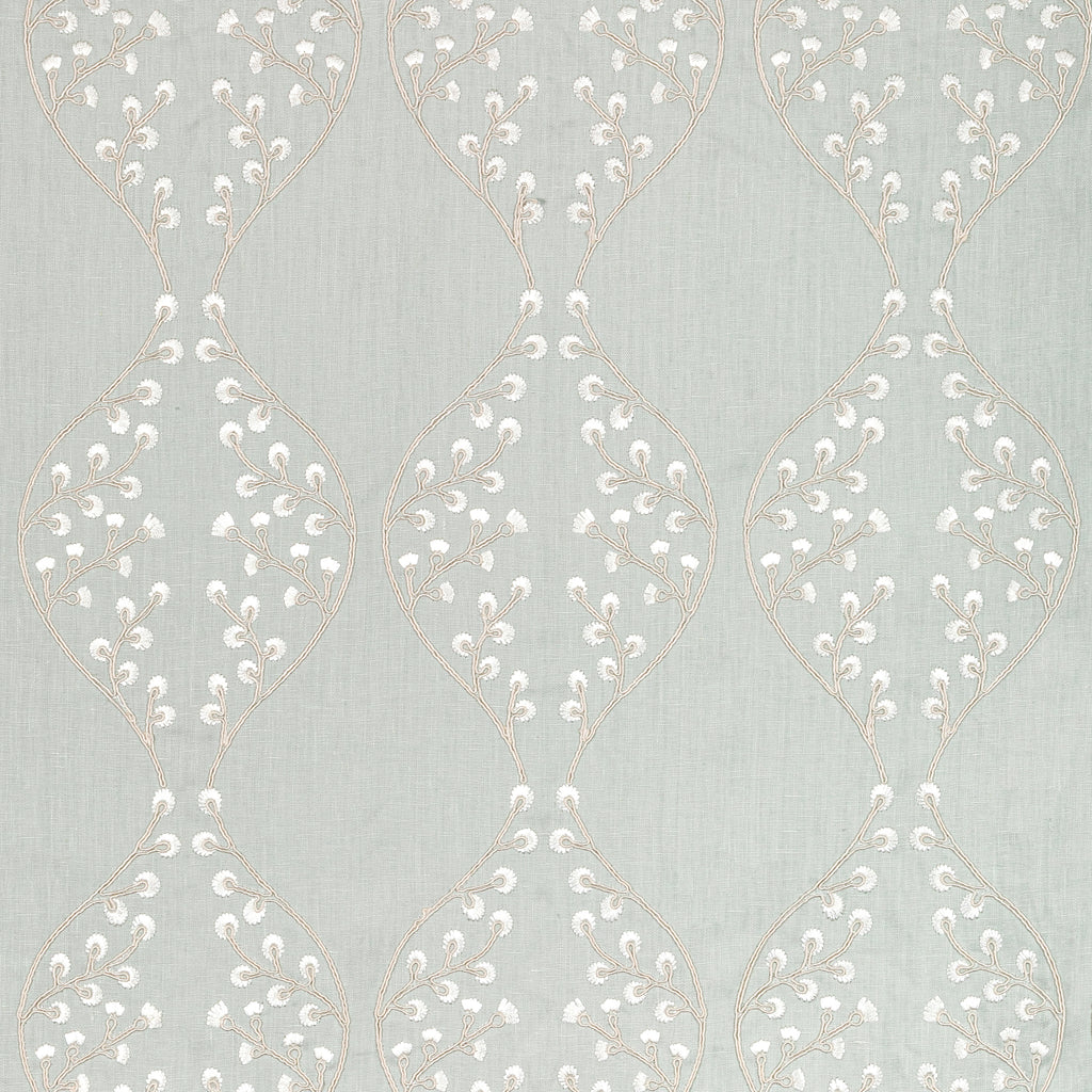 Lillie Embroidery - Aqua Teal By Lee Jofa | Summerland |Botanical & Floral Lattice/Scrollwork Drapery Embroidery