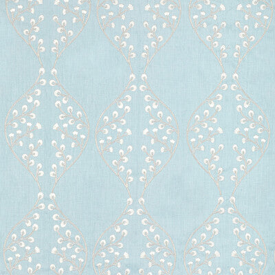 Lillie Embroidery - Sky Blue By Lee Jofa | Summerland |Botanical & Floral Lattice/Scrollwork Drapery Embroidery