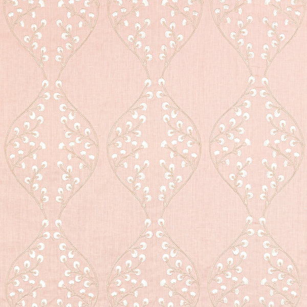 Lillie Embroidery - Petal Pink By Lee Jofa | Summerland |Botanical & Floral Lattice/Scrollwork Drapery Embroidery