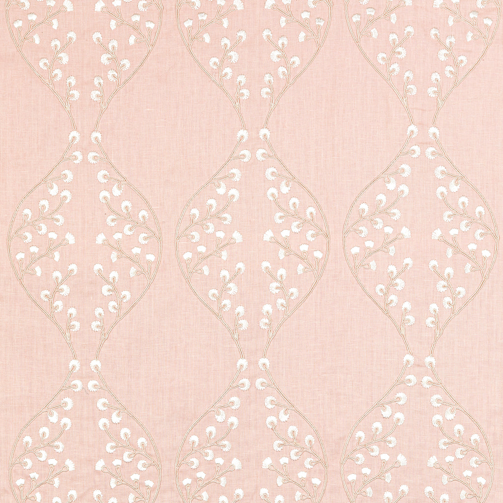 Lillie Embroidery - Petal Pink By Lee Jofa | Summerland |Botanical & Floral Lattice/Scrollwork Drapery Embroidery