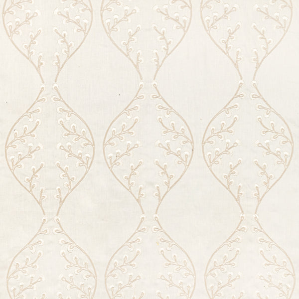 Lillie Embroidery - Ivory White By Lee Jofa | Summerland |Botanical & Floral Lattice/Scrollwork Drapery Embroidery