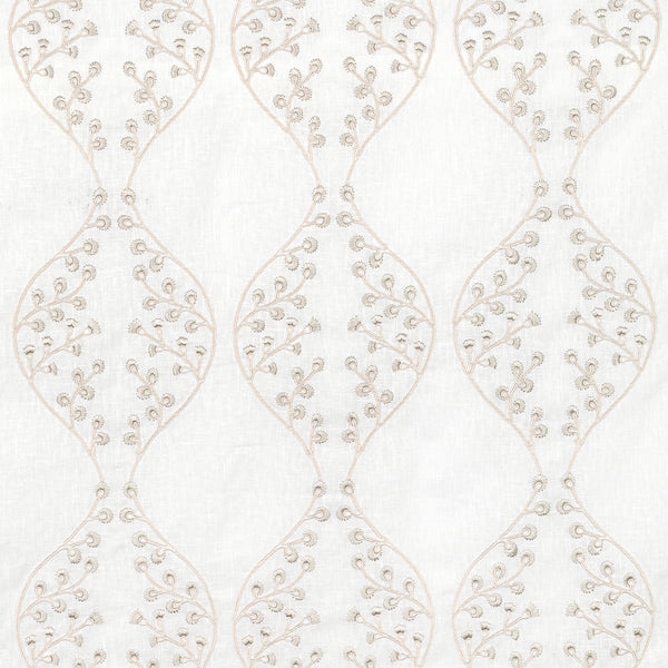 Lillie Sheer - Ivory/Fog Grey By Lee Jofa | Summerland |Botanical & Floral Lattice/Scrollwork Drapery Embroidery