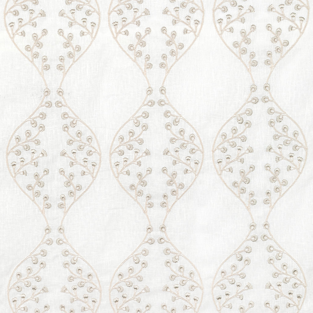 Lillie Sheer - Ivory/Fog Grey By Lee Jofa | Summerland |Botanical & Floral Lattice/Scrollwork Drapery Embroidery